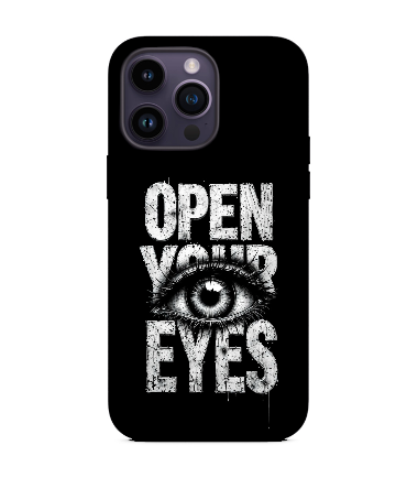 Open Your Eyes Tasarımlı Siyah Telefon Kılıfı